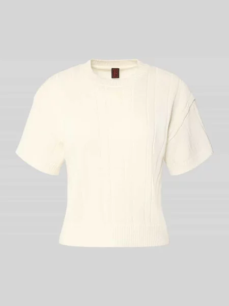 Sweter o kroju regular fit z dzianiny z mieszanki żywej wełny Stefanel biały