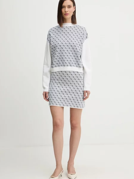 Спідниця з домішкою вовни Guess AUBREY mini олівець бежевий