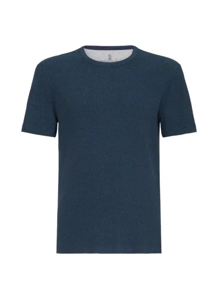 Tricou Brunello Cucinelli din jerseu cu decolteu rotund albastru