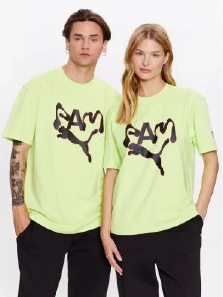 PUMA Tričko limetková / červená černá