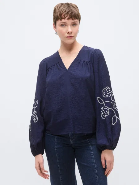 Vero Moda Tall Bluză VMANYA bleumarin alb