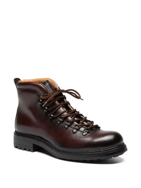 Botine Officine Creative cu șireturi din piele roșu
