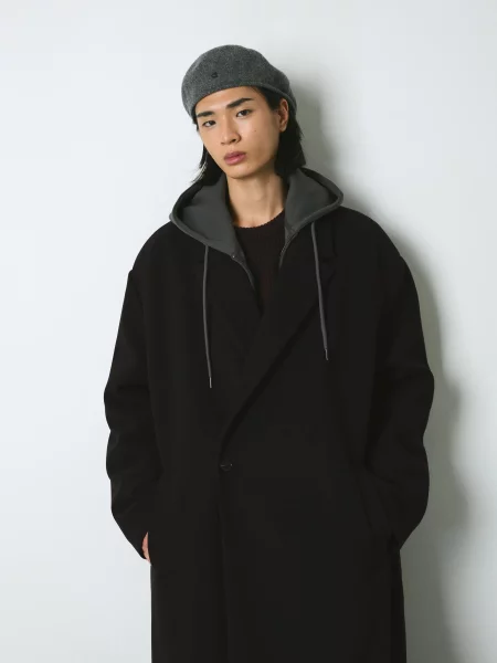 Bershka Płaszcz Z Flauszu Z Wiązaniem Na Krzyż Mężczyzna Xl czarny