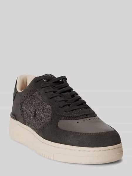 Sneakersy niskie ze skóra bydlęca nappa z panelem z wełny Polo Ralph Lauren czarne