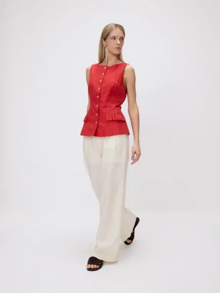 Reserved Лляна жилетка червоний