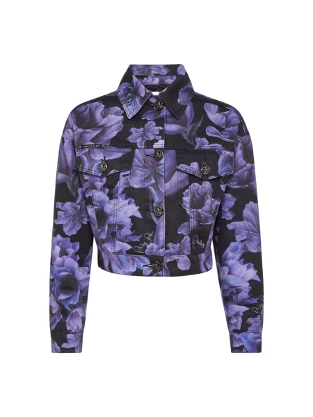 Kurtka jeansowa Philipp Plein z wzorem paisley czarna