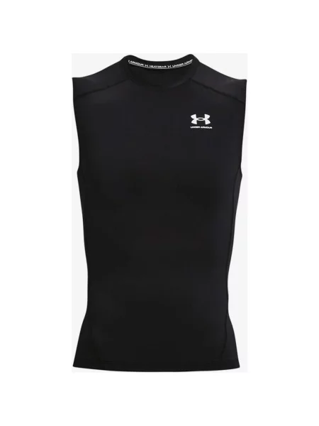 Koszulka bez rękawów Under Armour HeatGear Compression czarno-biała XS biała