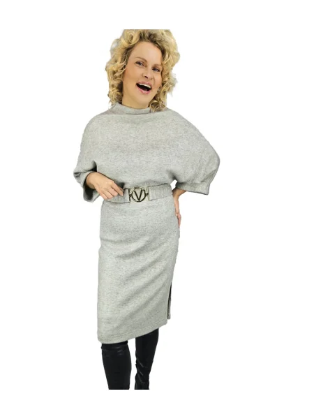 Pletena obleka midi obleka Pri nad koleni črna