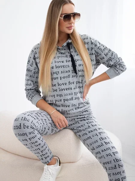 Komplet dresowy Kesi z nadrukiem szary