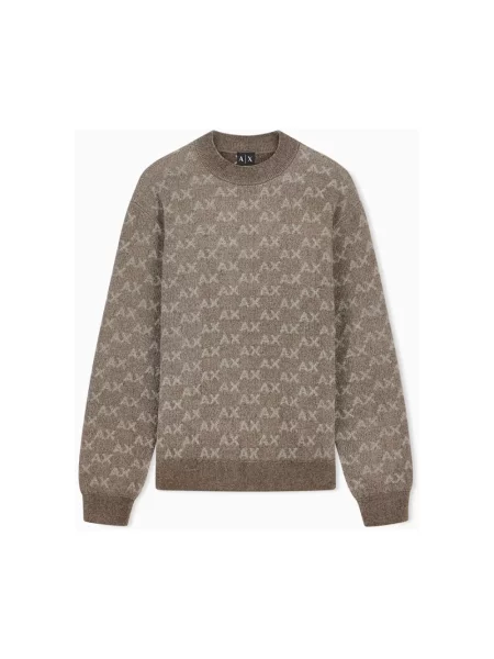 Sweter Armani Exchange z logo brązowy
