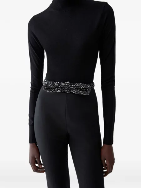 Curea Carolina Herrera cu funde din tweed negru
