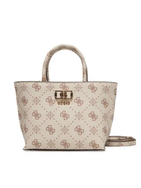 Guess Geantă Emelie Logo Mini Écru bej