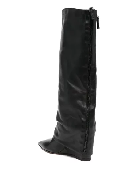 Botine The Seller din piele cu pană negru