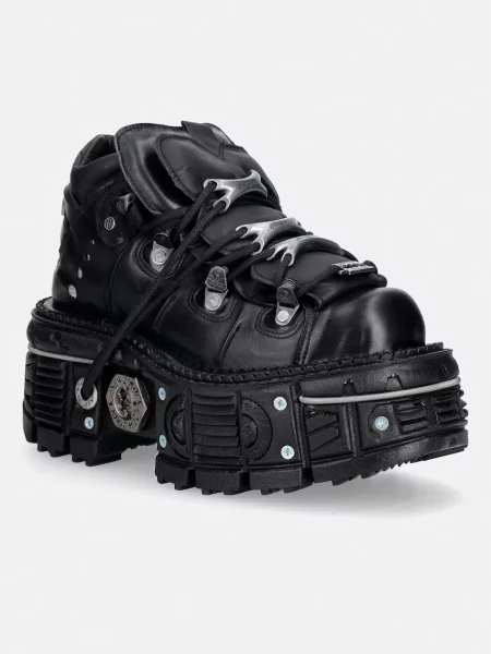 New Rock ITALI NEGRO TERNERA NEGRO PULIK NEGRO sneakers pentru femei din piele negru
