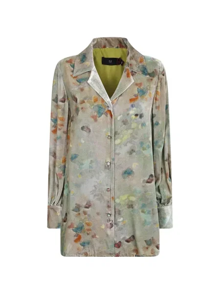 Cămașă Hui Milano de catifea cu model floral cu imagine verde