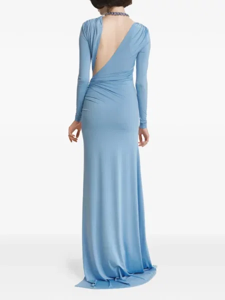 Rochie maxi 2310 Studio cu volane albastru