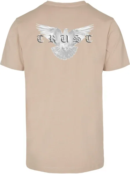 Mister Tee Majica Trust Dove pesek / siva / črna bela