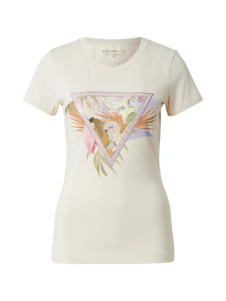 GUESS Tricou crem / deschis / mov lavandă / roz verde