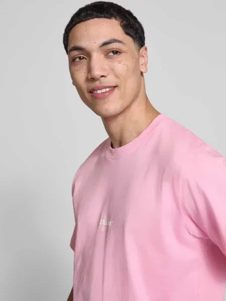 T-shirt z logo i okrągłym dekoltem Jack & Jones różowa