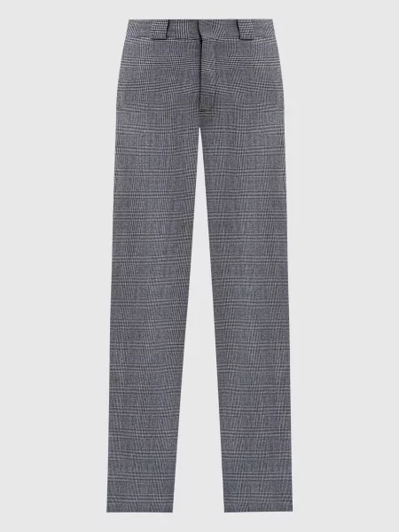 Штани з вовни в клітинку з нашивкою логотипа Vetements сірі