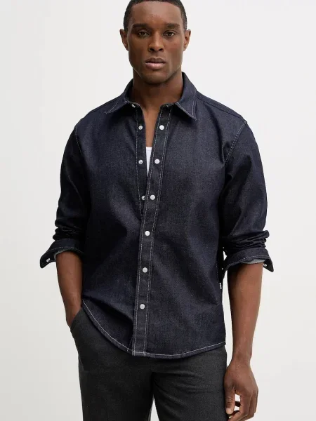 Jeans srajca BOSS H-LIAM mornarsko modra