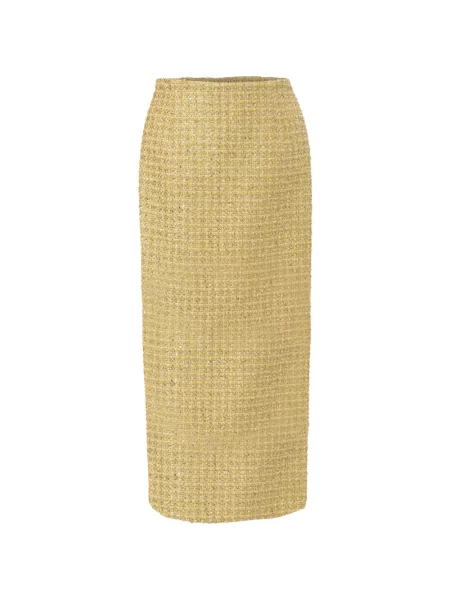 Fustă midi Carolina Herrera din tweed până la genunchi auriu
