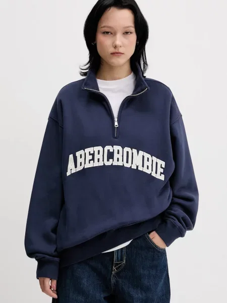 Abercrombie & Fitch bluză cu imprimeu albastru