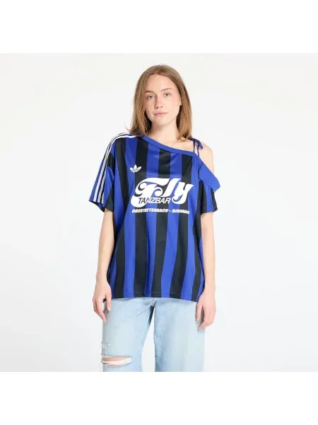 Тениска с яка adidas Originals Jersey дамска синьо черно