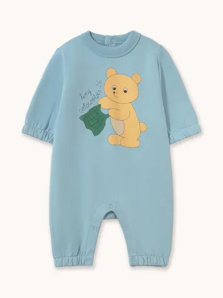Tinycottons kombinezon za bebe od pamuka BEAR GRAPHIC ONE-PIECE plava