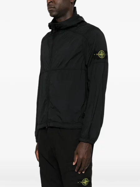 Geacă Stone Island cu glugă cu strasuri negru