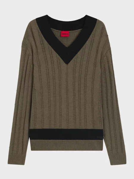 Шерстяной свитер Hugo коричневый