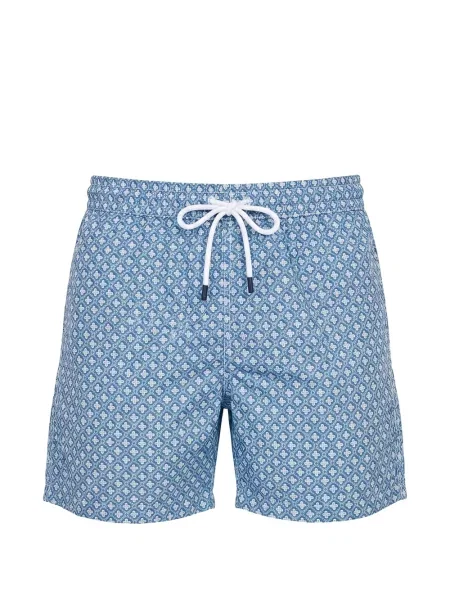 Slip de baie Fedeli cu imagine cu imprimeu geometric cu cordon albastru