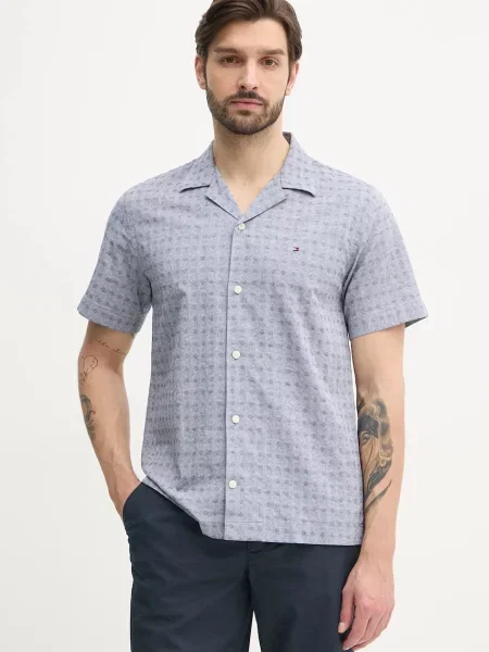 Srajca s primesjo lanu Tommy Hilfiger modra