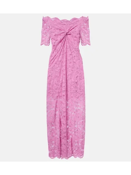 Rochie midi Rabanne din dantelă până la genunchi de costum roz