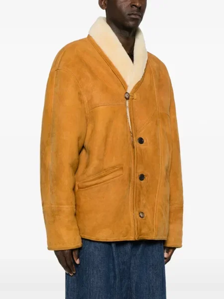 Semišový retro jednořadý kabát A.n.g.e.l.o. Vintage Cult oranžový