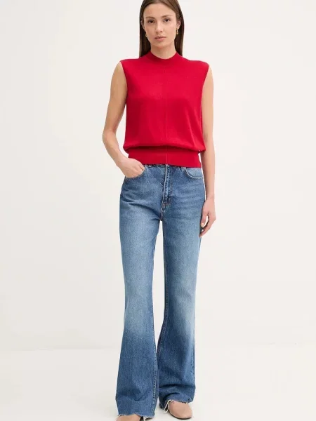 Tommy Hilfiger kamizelka z domieszką jedwabiu czerwony