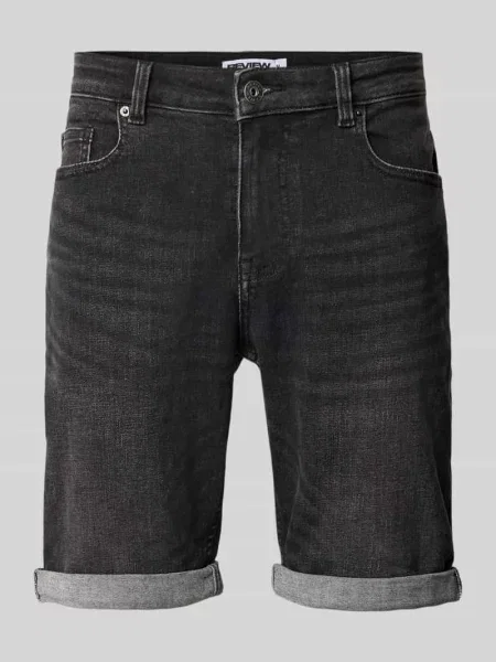 Szorty jeansowe o kroju slim fit z brzegiem Review czarne