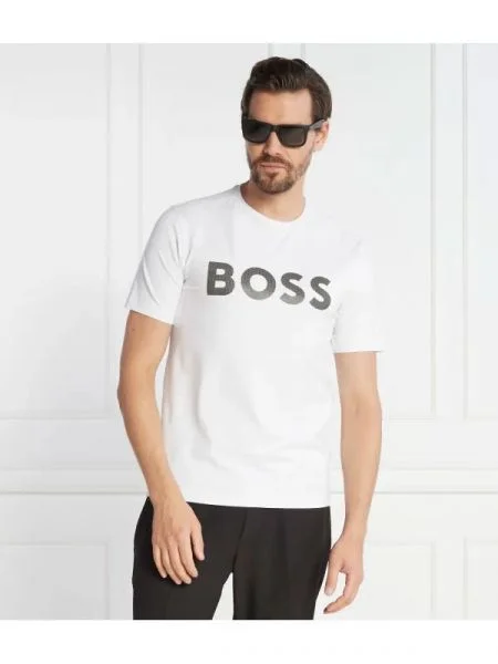 BOSS GREEN Tricou Tee 8 | stretch alb