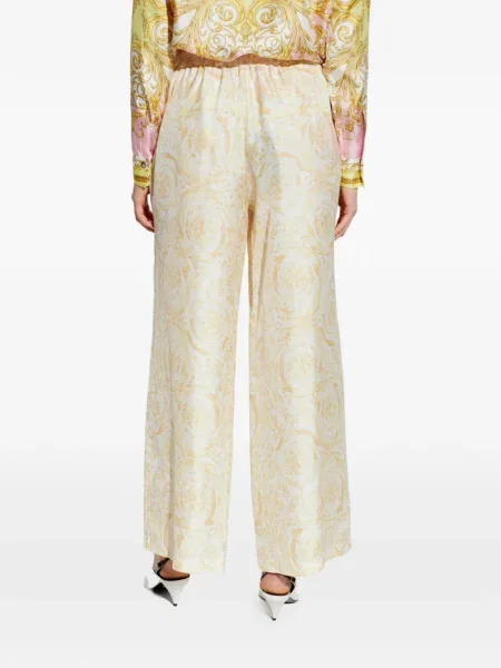 Pantaloni Versace cu model floral alb