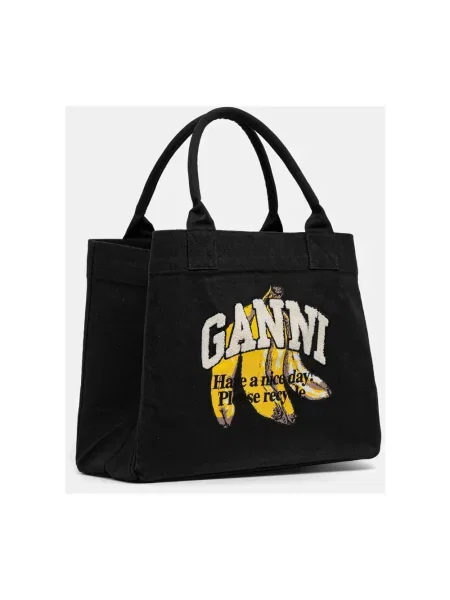 GANNI torebka Shopper XXL Pocket Banana Print czarny