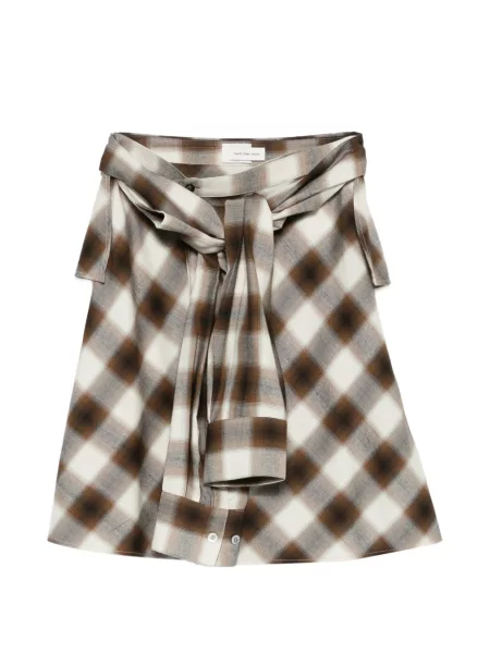 Fusta mini Feng Chen Wang în carouri cu legături mini maro