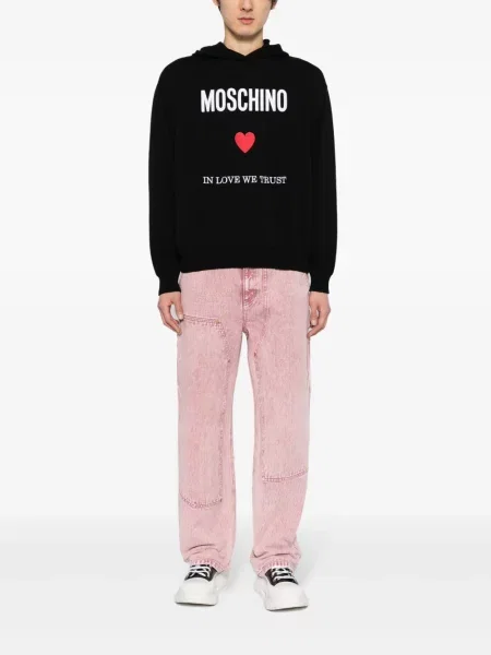 Raštuotas džemperis su gobtuvu Moschino juoda