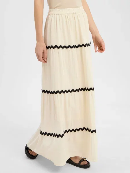 Vila spódnica maxi Vimanda Wavy Kobiety jednolity 34 beżowy