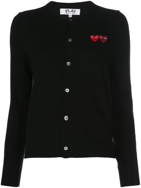 Cardigan Comme Des Garcons Play tricotate cu motiv cu inimi negru