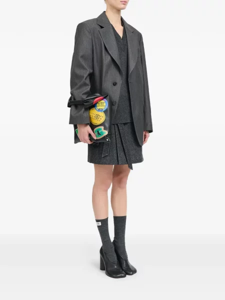 Шопинг чанта Mm6 Maison Margiela с принт черно