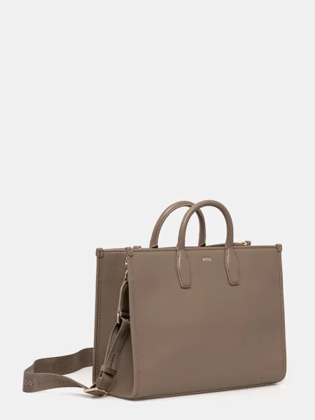Geantă shopper Boss din piele maro