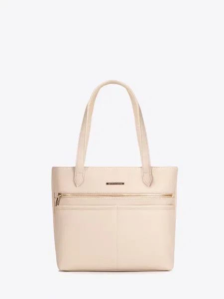 Elegancka shopperka miejska kremowa
