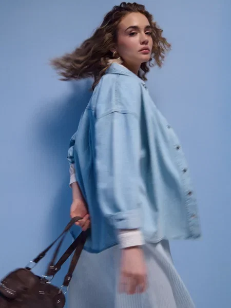 Джинсова сорочка oversize синій