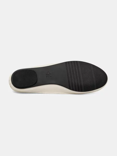 Calvin Klein bőr balerina cipő BALLERINA MARY JANE STRAP LTH bézs