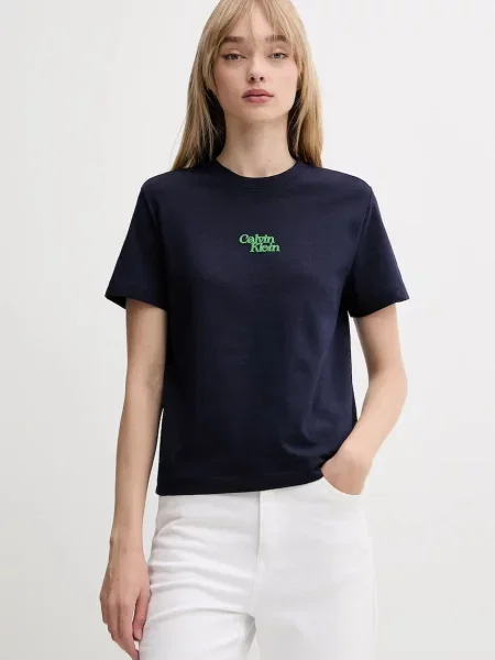 Kratka majica Calvin Klein Jeans mornarsko modra